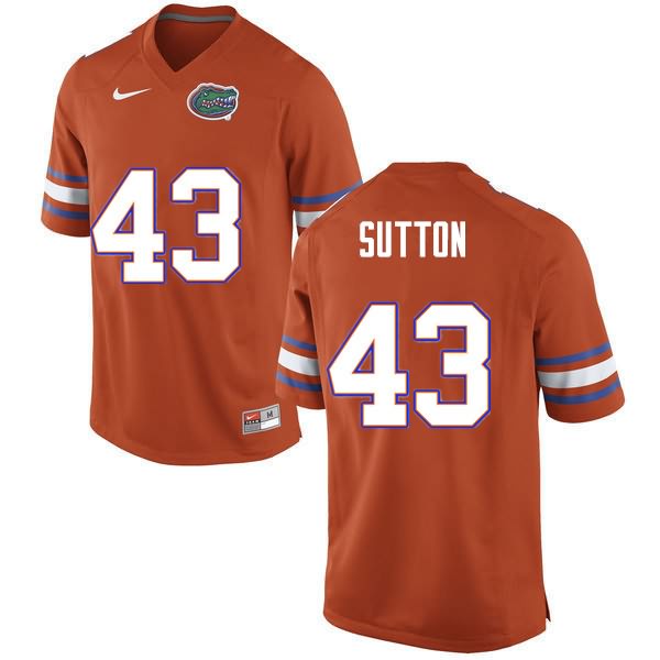 NCAA Florida Gators Nicolas Sutton Men's #43 Nike Orange Stitched Authentic College Football Jersey LSM8164IR